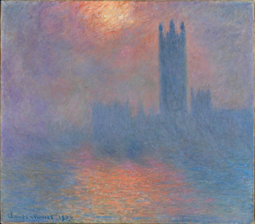 Claude Monet, Londres, le Parlement. Trouée de soleil dans le brouillard, 1904, huile sur toileH. 81,5 ; L. 92,5 cm. © Musée d’Orsay, GrandPalaisRmn / Patrice Schmidt
