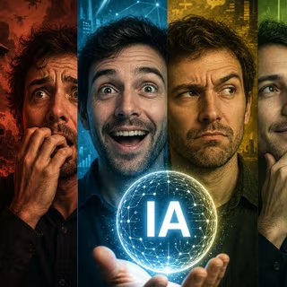 Face à l’IA, peur, fascination, scepticisme ou optimisme coexistent souvent chez une même personne. Plus qu’un débat technologique, l’intelligence artificielle agit comme un révélateur de nos visions du futur. © AB, IA