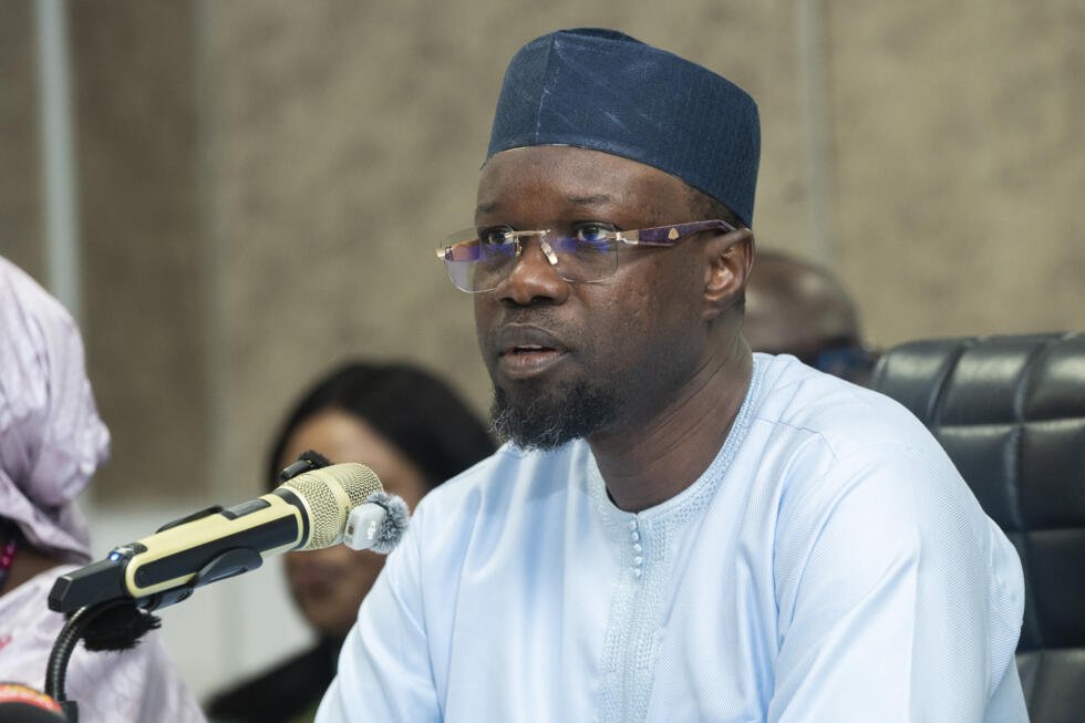 L'ancien Premier ministre Ousmane Sonko lors d'une conférence de presse à Dakar, le 2 juin 2026 au Sénégal.