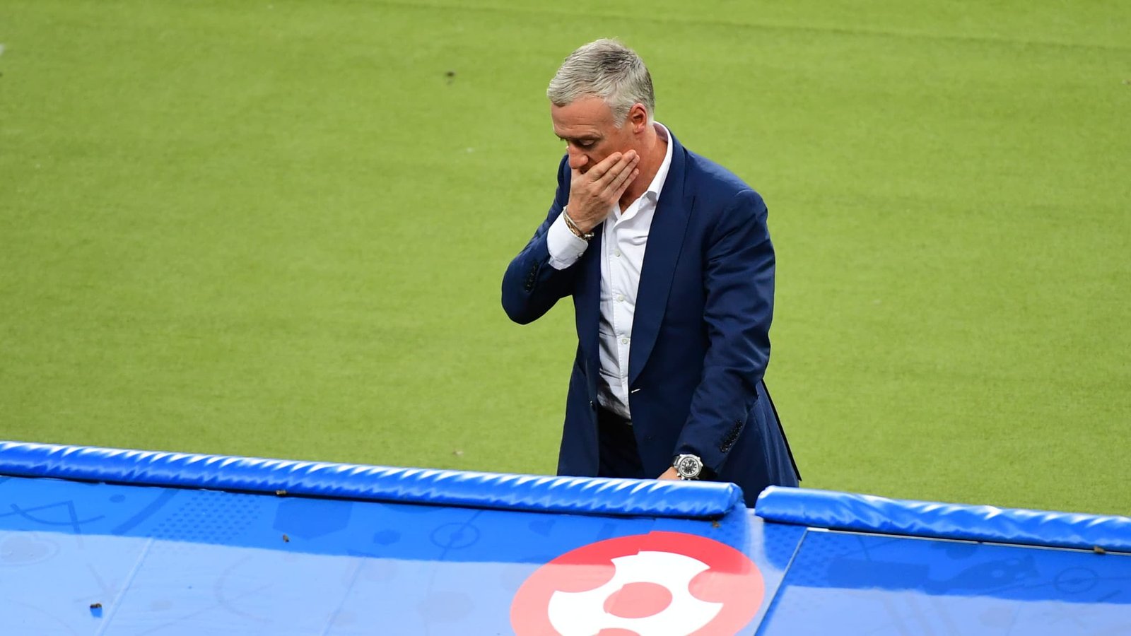 Didier Deschamps lors de la finale de l'Euro 2016 perdue par la France contre le Portugal (0-1, a.p.), le 10 juillet 2016